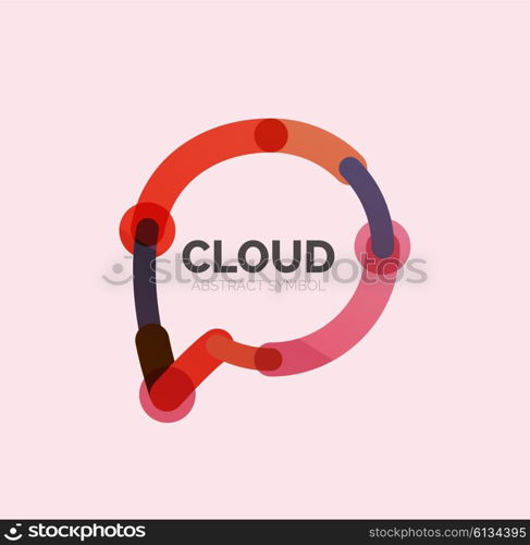 Flat linear design speech cloud logo. Talk bubble, modern geometric industrial thin line icon. Vector