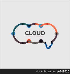 Flat linear design speech cloud logo. Talk bubble, modern geometric industrial thin line icon. Vector