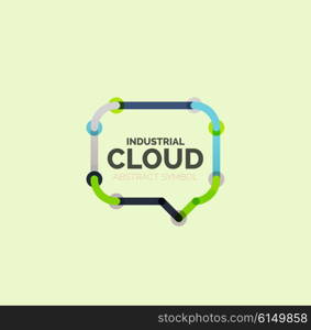 Flat linear design speech cloud logo. Talk bubble, modern geometric industrial thin line icon. Vector