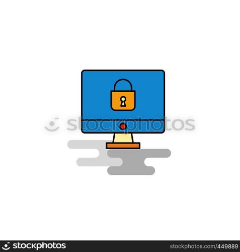 Flat Locked computer Icon. Vector