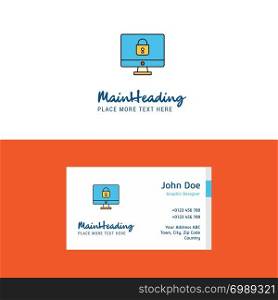 Flat Locked computer Logo and Visiting Card Template. Busienss Concept Logo Design