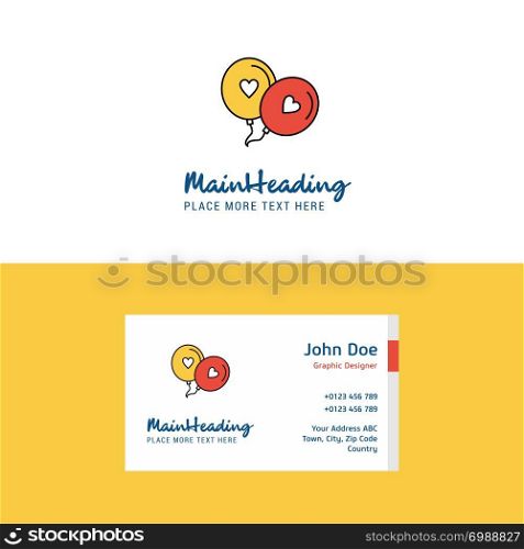 Flat Love balloons Logo and Visiting Card Template. Busienss Concept Logo Design