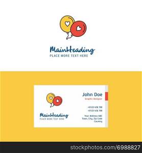 Flat Love balloons Logo and Visiting Card Template. Busienss Concept Logo Design