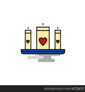 Flat Love candles Icon. Vector