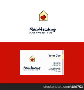 Flat Love house Logo and Visiting Card Template. Busienss Concept Logo Design
