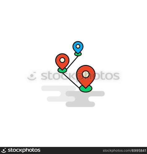 Flat Map route Icon. Vector