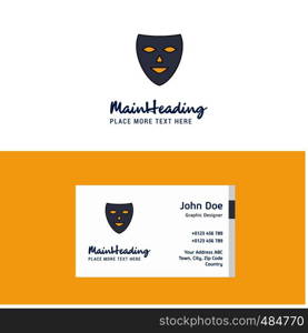 Flat Mask Logo and Visiting Card Template. Busienss Concept Logo Design