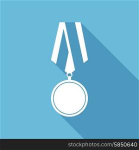 Flat medal icon with long shadow