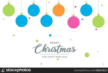 Flat merry christmas decorative Ball elements hanging background