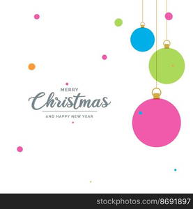 Flat merry christmas decorative Ball elements hanging background