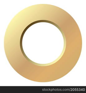 Flat metal washer. Realistic plain disk. Top view isolated on white background. Flat metal washer. Realistic plain disk. Top view