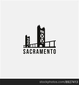 Flat minimalist sacramento bridge bridge logo vector image