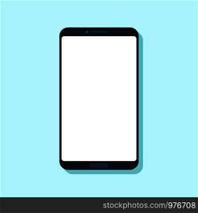 Flat mobile phone device. Modern smartphone template for applications, wireless cell calls and telephone smart apps, communication gadget cellphone sign blank vector illustration. Flat mobile phone device. Modern smartphone template for applications, wireless cell calls and smart apps vector illustration