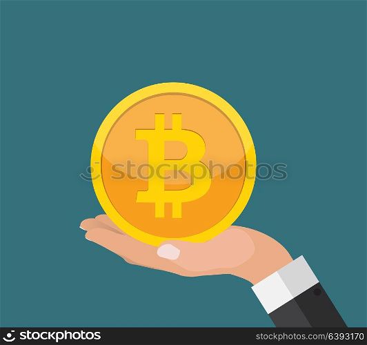 Flat modern design concept of bitcoin cryptocurrency technology, mining, e-wallet. EPS10. Flat modern design concept of bitcoin cryptocurrency technology, mining, e-wallet
