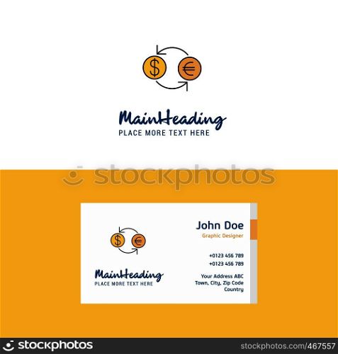 Flat Money converstion Logo and Visiting Card Template. Busienss Concept Logo Design