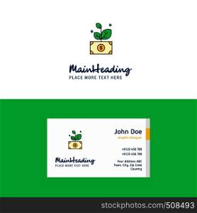 Flat Money plant Logo and Visiting Card Template. Busienss Concept Logo Design