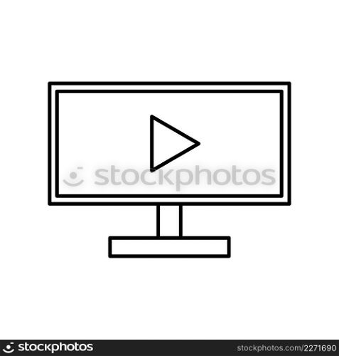 Flat monitor with play button. Internet technology. Video player template. Play online. Vector illustration. stock image. EPS 10.. Flat monitor with play button. Internet technology. Video player template. Play online. Vector illustration. stock image. 