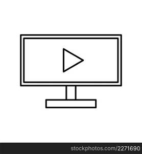 Flat monitor with play button. Internet technology. Video player template. Play online. Vector illustration. stock image. EPS 10.. Flat monitor with play button. Internet technology. Video player template. Play online. Vector illustration. stock image. 