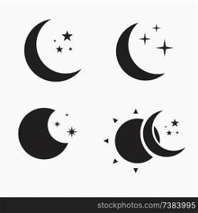 Flat Moon Icon. Night symbol