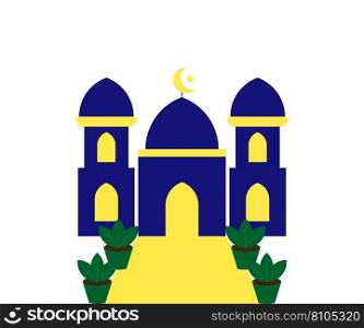 Flat mosque with flower pot design Royalty Free Vector Image