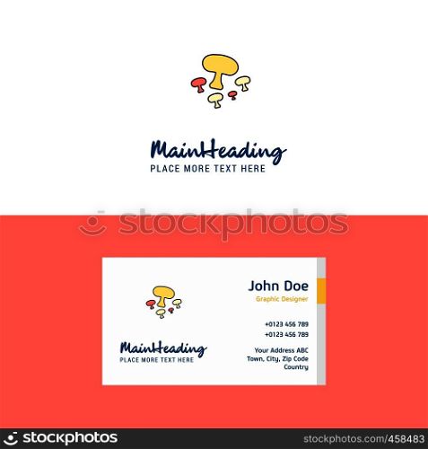 Flat Mushroom Logo and Visiting Card Template. Busienss Concept Logo Design