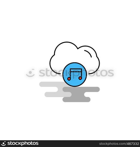 Flat Music on cloud Icon. Vector