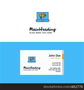 Flat Music on Laptop Logo and Visiting Card Template. Busienss Concept Logo Design