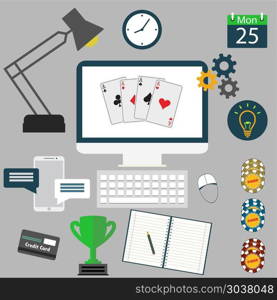 Flat office design . Flat office design with different objects,vector. Flat office design