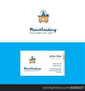 Flat Office desk Logo and Visiting Card Template. Busienss Concept Logo Design