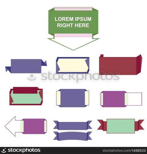 Flat Origami Paper Ribbon Banner Template Set