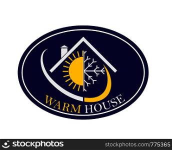 Flat oval icon. The company logo with the words Warm HOUSE.