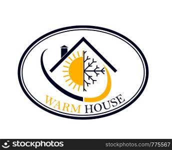 Flat oval icon. The company logo with the words Warm HOUSE.