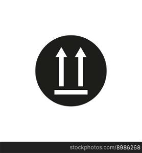 Flat packaging with black sign two up arrows. Vector illustration. EPS 10.. Flat packaging with black sign two up arrows. Vector illustration.