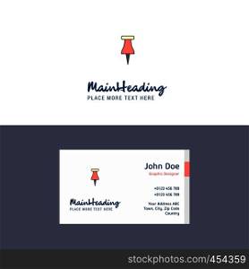 Flat Paper pin Logo and Visiting Card Template. Busienss Concept Logo Design