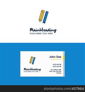Flat Pencil and scale Logo and Visiting Card Template. Busienss Concept Logo Design