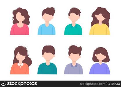 Flat people vector illustration set Character people male and female simple design.