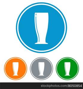 Flat pilsner glass for beer. Flat pilsner glass for beer icons set vector