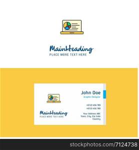 Flat Presentation on laptop Logo and Visiting Card Template. Busienss Concept Logo Design