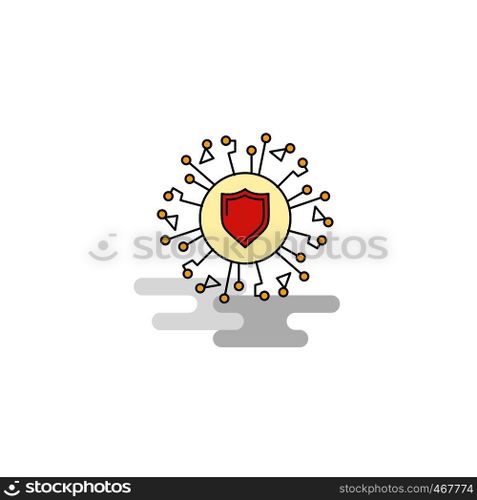 Flat Protected processor Icon. Vector