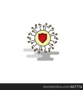 Flat Protected processor Icon. Vector