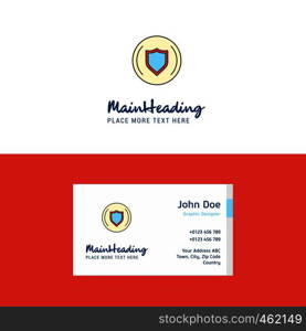 Flat Protected sheild Logo and Visiting Card Template. Busienss Concept Logo Design