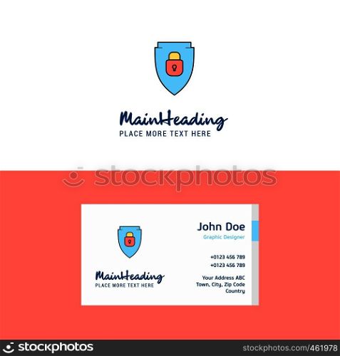 Flat Protected shield Logo and Visiting Card Template. Busienss Concept Logo Design