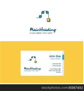 Flat Pulley Logo and Visiting Card Template. Busienss Concept Logo Design
