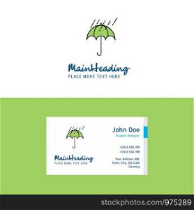 Flat Raining and Umbrella Logo and Visiting Card Template. Busienss Concept Logo Design