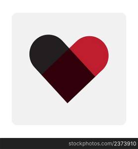 Flat red black heart for decoration design. Love symbol. Vector illustration. stock image. EPS 10. . Flat red black heart for decoration design. Love symbol. Vector illustration. stock image.