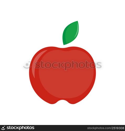 Flat red cartoon apple. Plant leaf sign. Sweet food. Vector illustration. stock image. EPS 10.. Flat red cartoon apple. Plant leaf sign. Sweet food. Vector illustration. stock image.