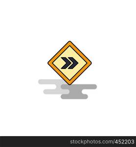 Flat Right arrow road sign Icon. Vector
