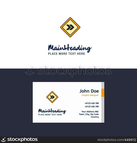 Flat Right arrow road sign Logo and Visiting Card Template. Busienss Concept Logo Design