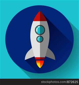 Flat rocket icon. Startup concept and project development.. Flat rocket icon. Startup concept. Project development