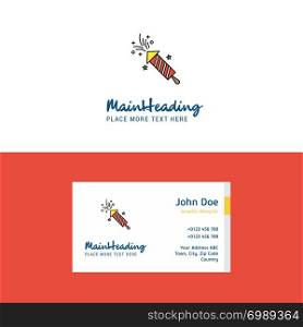 Flat Rocket Logo and Visiting Card Template. Busienss Concept Logo Design